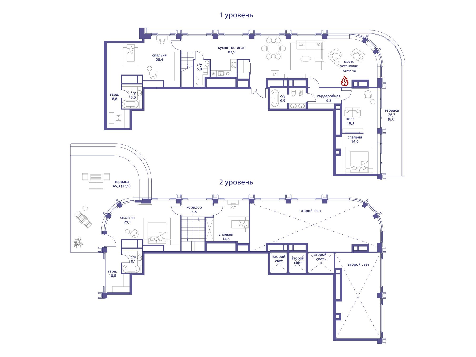 Планировка: 5-комн. квартира 263.60 м² в новостройке Татарская 35
