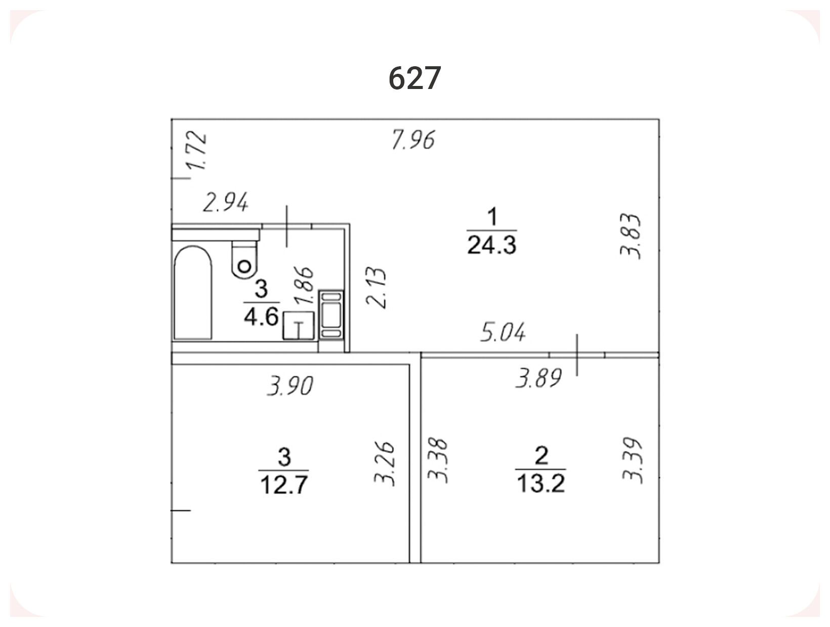 Планировка: 2-комн. квартира 42.00 м² в новостройке Авеню-апарт на Малом