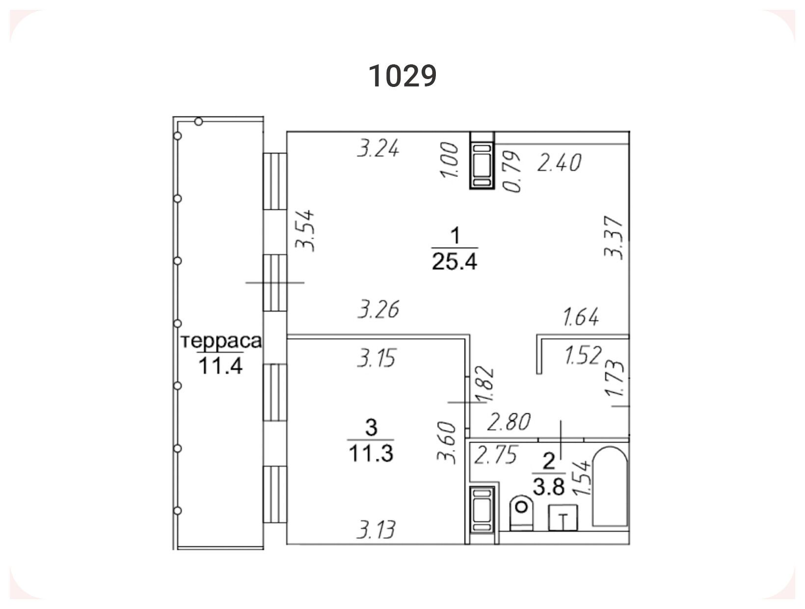 Планировка: 2-комн. квартира 51.00 м² в новостройке Авеню-апарт на Малом