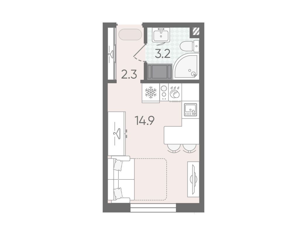 Планировка: Студия 20.40 м² в новостройке ЖК Пейзажный квартал
