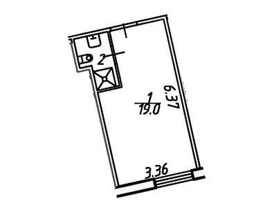 Планировка: Студия 21.80 м² в новостройке Майков 4А