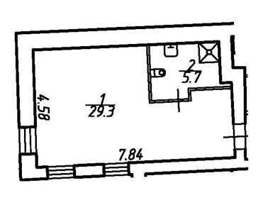 Планировка: Студия 35.00 м² в новостройке Майков 4А
