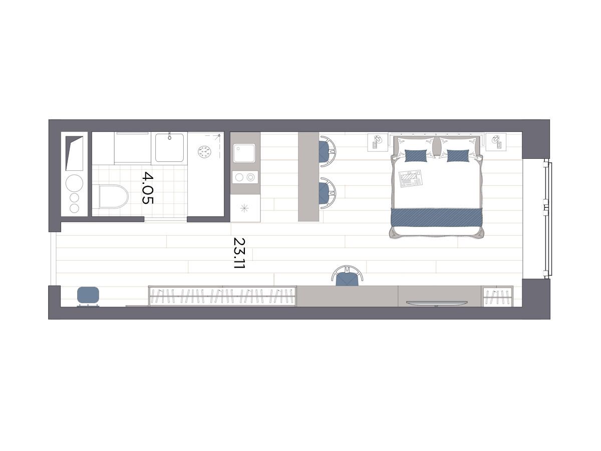 Планировка: Студия 27.16 м² в новостройке ЖК Ладожский Авенир