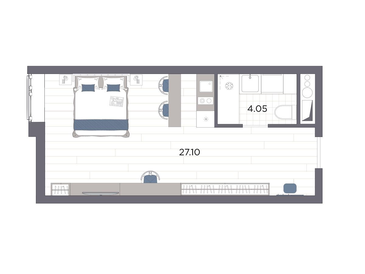 Планировка: Студия 31.15 м² в новостройке ЖК Ладожский Авенир