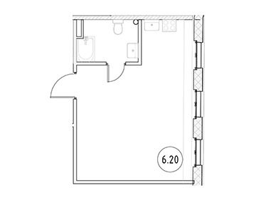 Планировка: Студия 30.30 м² в новостройке Полтавская 10