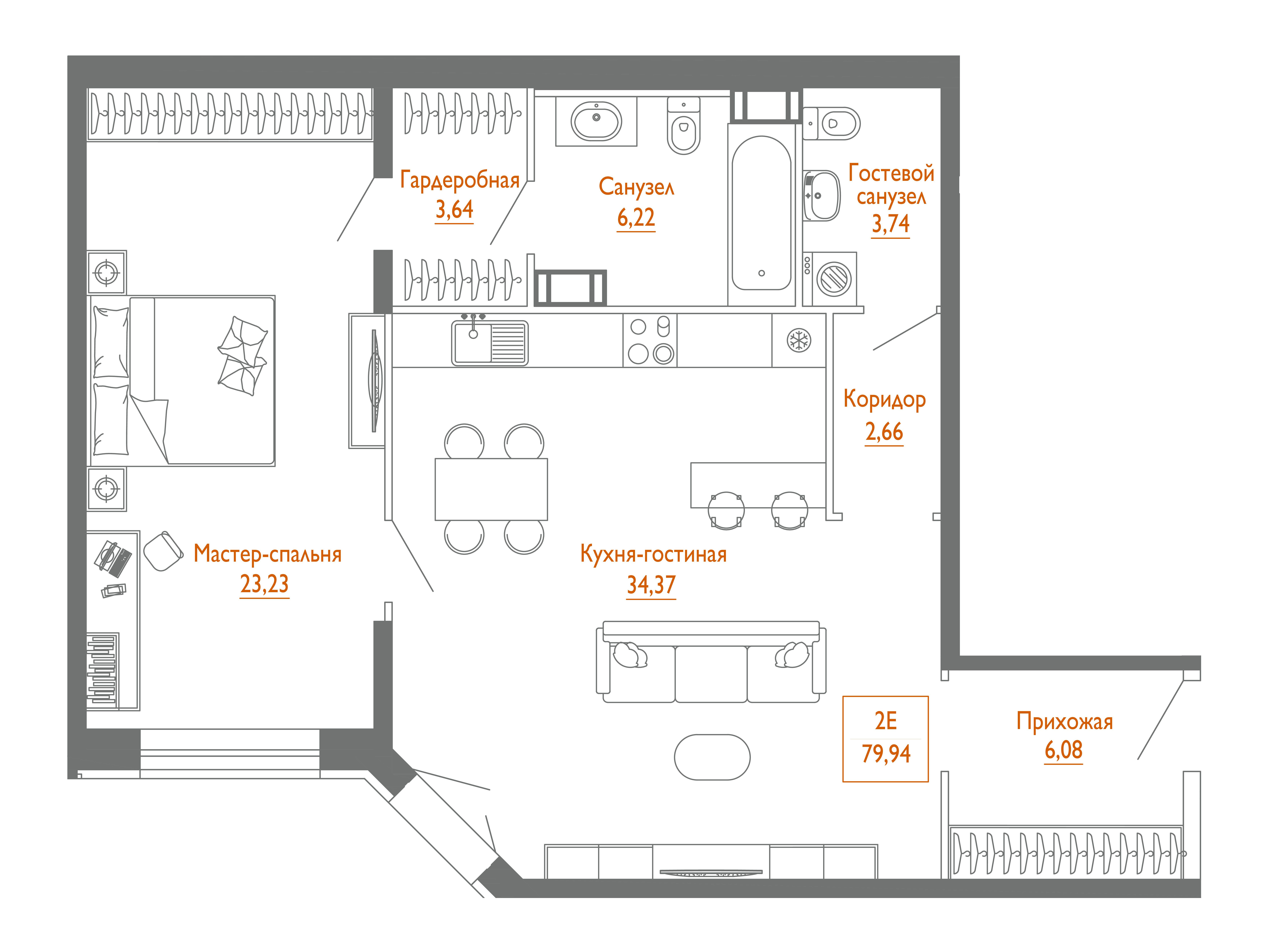 Планировка: Студия 80.50 м² в новостройке Монодом Лайн