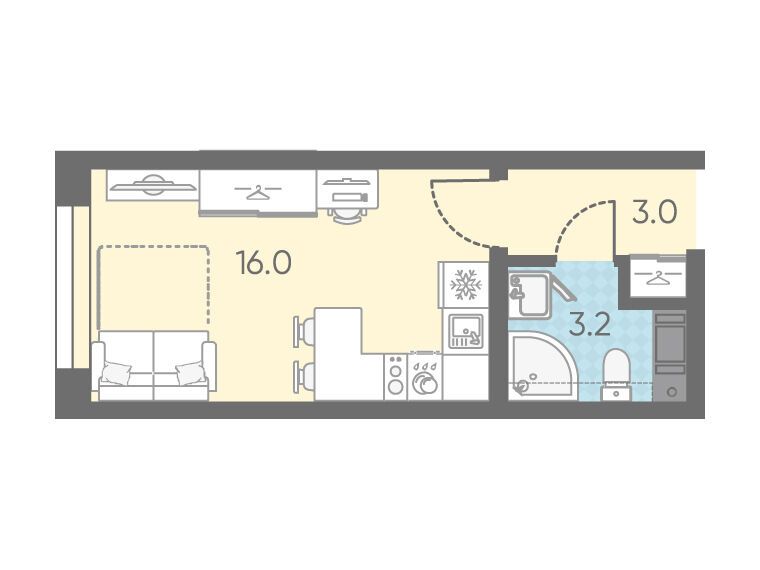 Планировка: Студия 22.20 м² в новостройке ЛСР. Измайловский