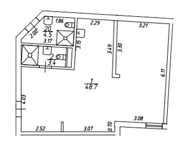 Планировка: Студия 52.10 м² в новостройке IZZZI на Гороховой