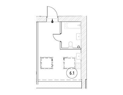 Планировка: Студия 26.80 м² в новостройке Полтавская 10