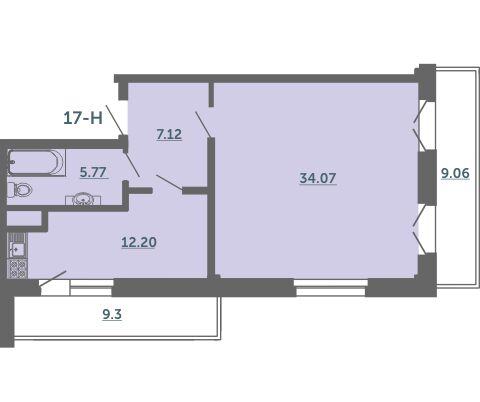 Планировка: 1-комн. квартира 64.70 м² в новостройке Лахта Парк