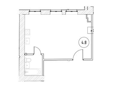 Планировка: Студия 31.50 м² в новостройке ЖК Полтавская 10
