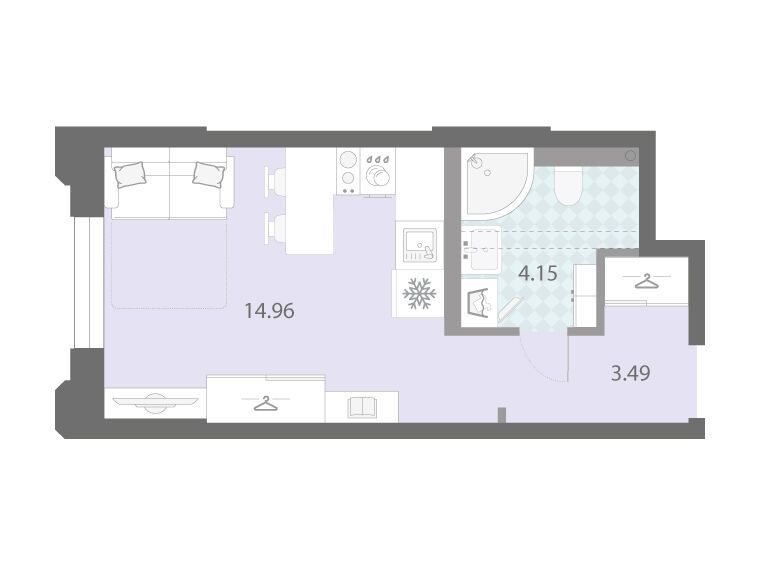 Планировка: Студия 22.60 м² в новостройке Цивилизация на Неве