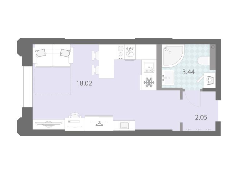 Планировка: Студия 23.51 м² в новостройке Цивилизация на Неве