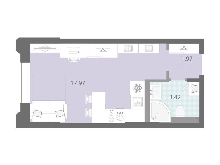 Планировка: Студия 23.36 м² в новостройке Цивилизация на Неве