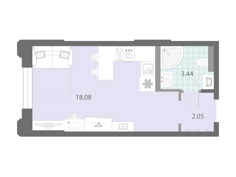 Планировка: Студия 23.57 м² в новостройке Цивилизация на Неве