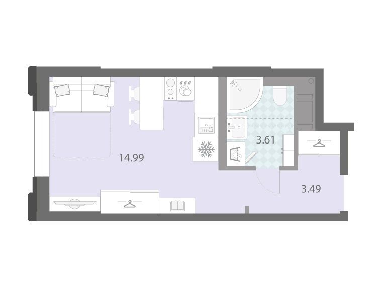 Планировка: Студия 22.09 м² в новостройке Цивилизация на Неве