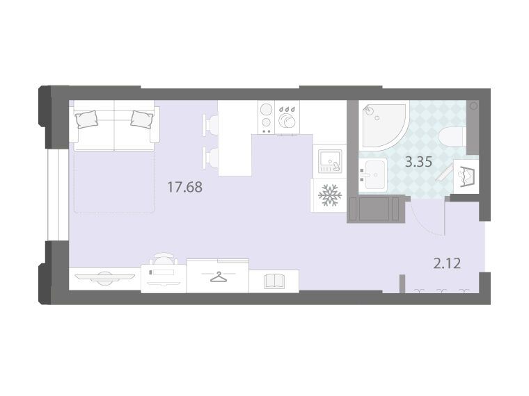 Планировка: Студия 23.15 м² в новостройке Цивилизация на Неве
