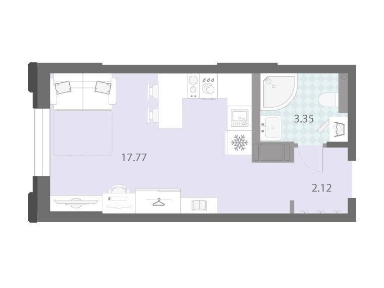 Планировка: Студия 23.24 м² в новостройке Цивилизация на Неве