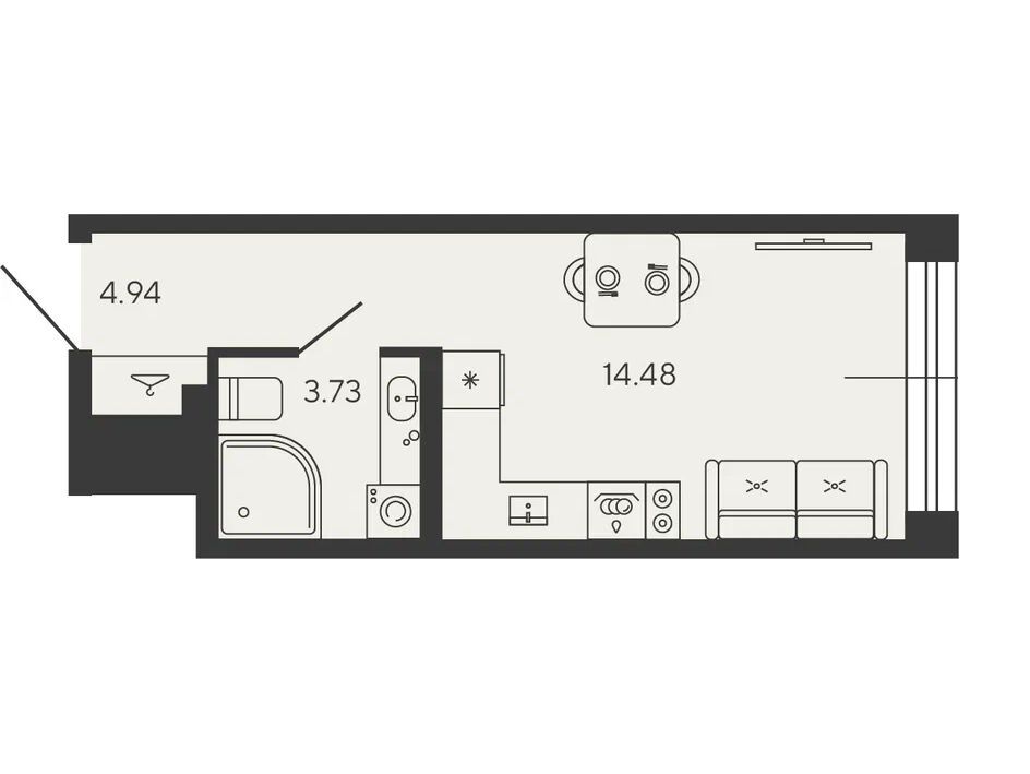 Планировка: 1-комн. квартира 23.15 м² в новостройке ЖК Башни Элемент