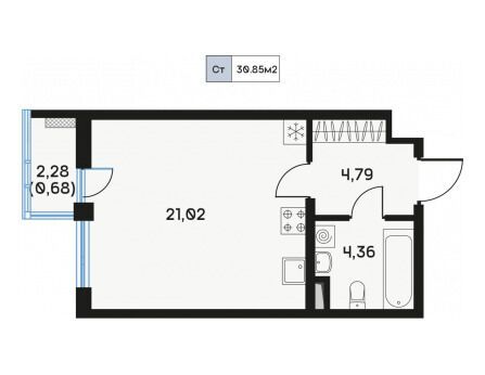Планировка: Студия 31.10 м² в новостройке Дом Регенбоген