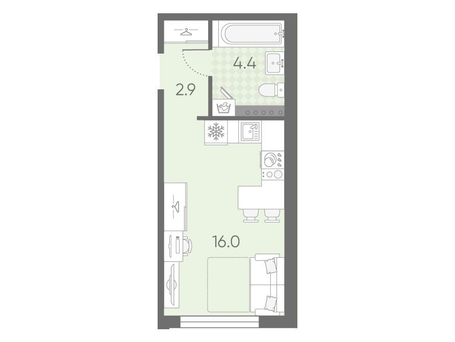 Планировка: Студия 23.30 м² в новостройке ЖК Пулково Лайк