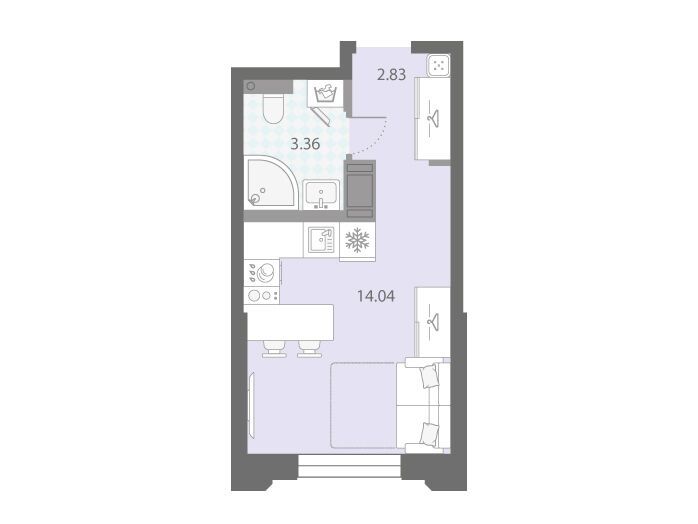 Планировка: Студия 20.23 м² в новостройке Цивилизация на Неве