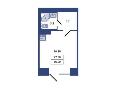 Планировка: Студия 22.70 м² в новостройке Большой Сампсониевский 29Б