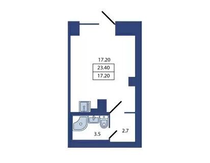 Планировка: Студия 23.40 м² в новостройке Большой Сампсониевский 29Б
