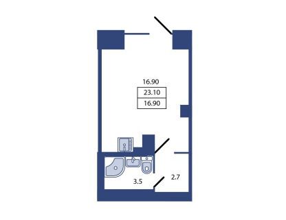 Планировка: Студия 23.10 м² в новостройке Большой Сампсониевский 29Б