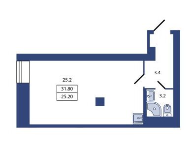 Планировка: Студия 31.80 м² в новостройке Большой Сампсониевский 29Б