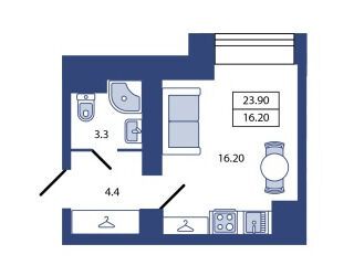 Планировка: Студия 23.90 м² в новостройке ЖК Большой Сампсониевский 29Б