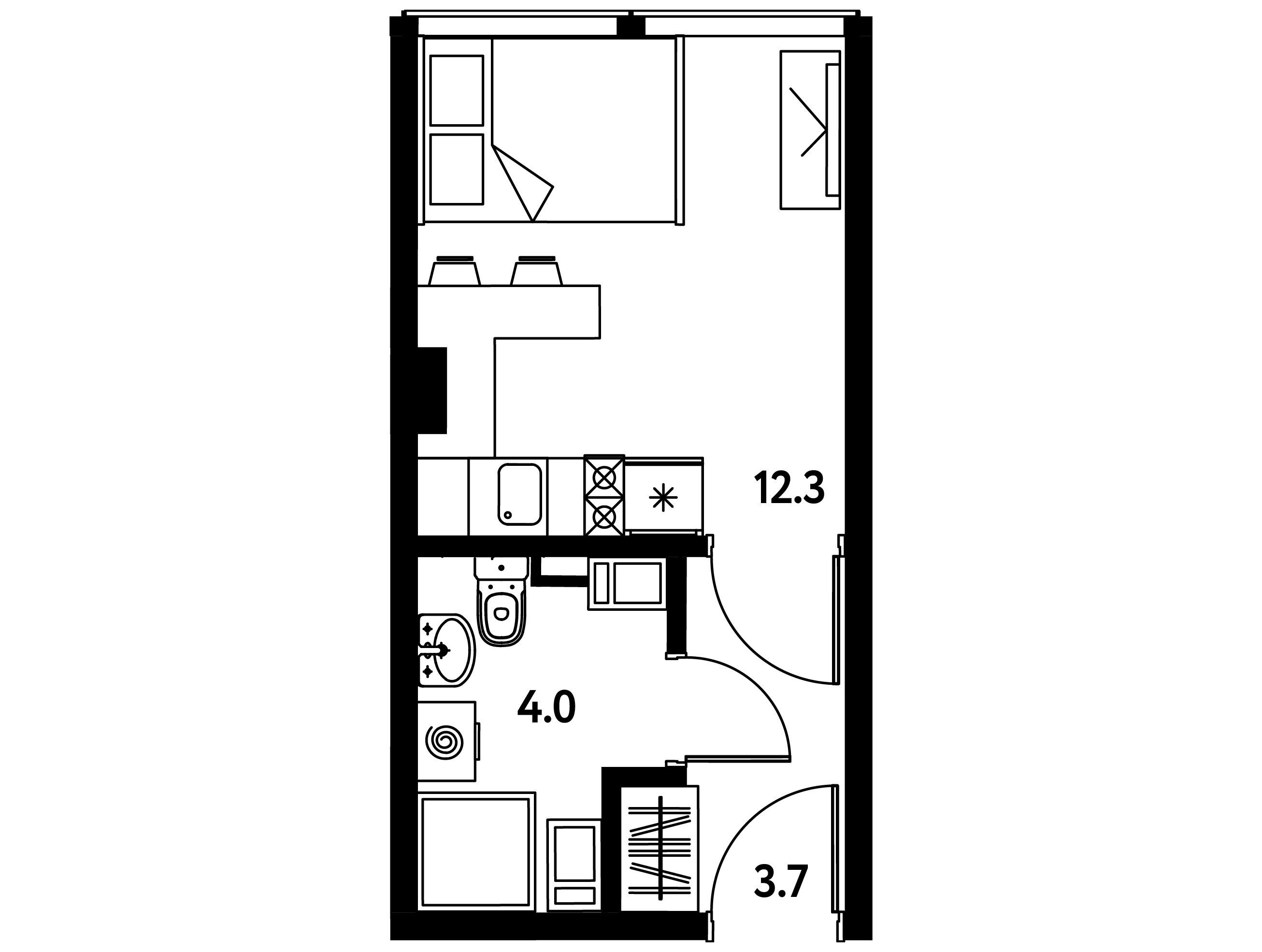 Планировка: Студия 20.00 м² в новостройке МФК Моско
