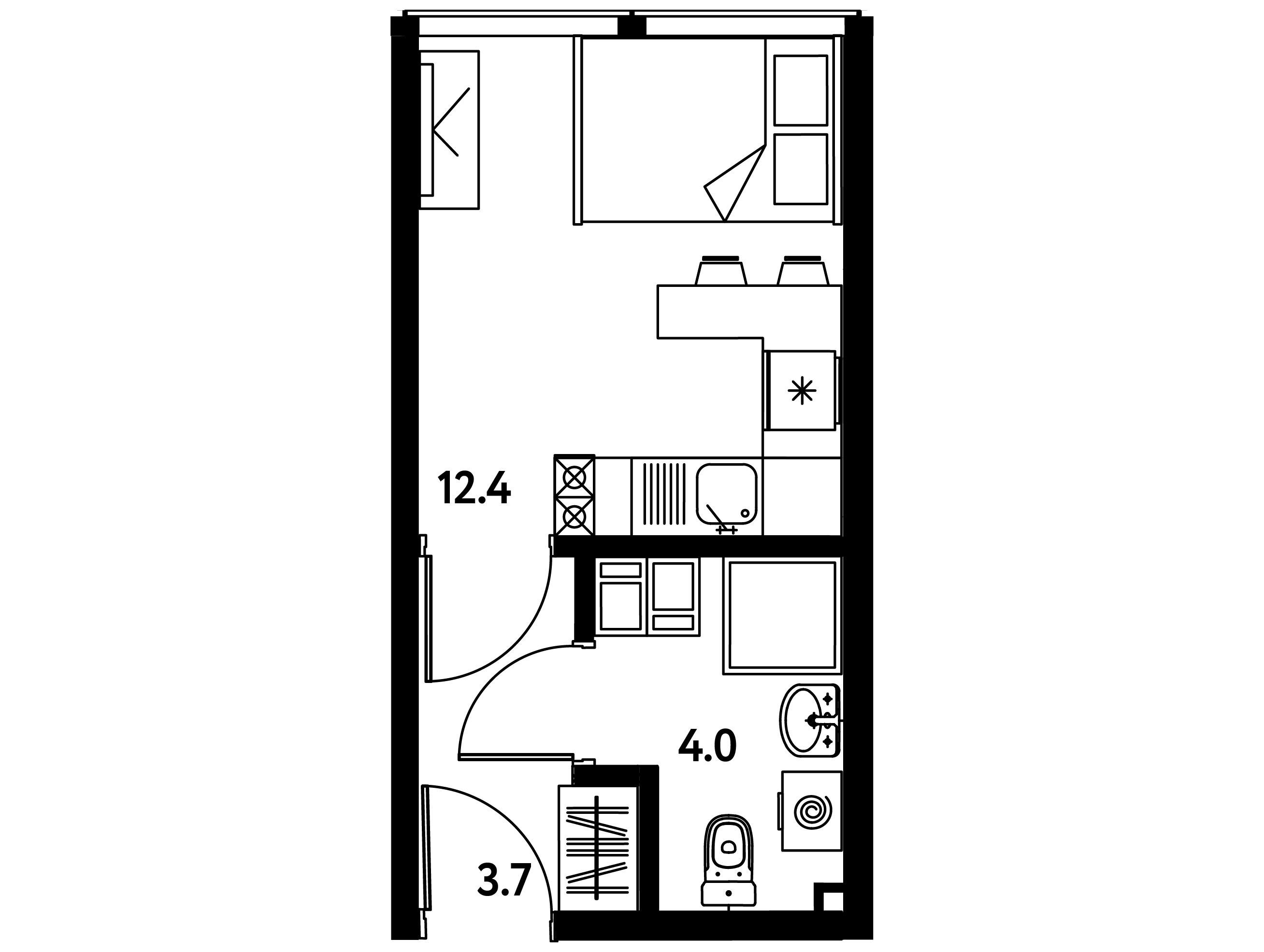 Планировка: Студия 20.20 м² в новостройке Моско