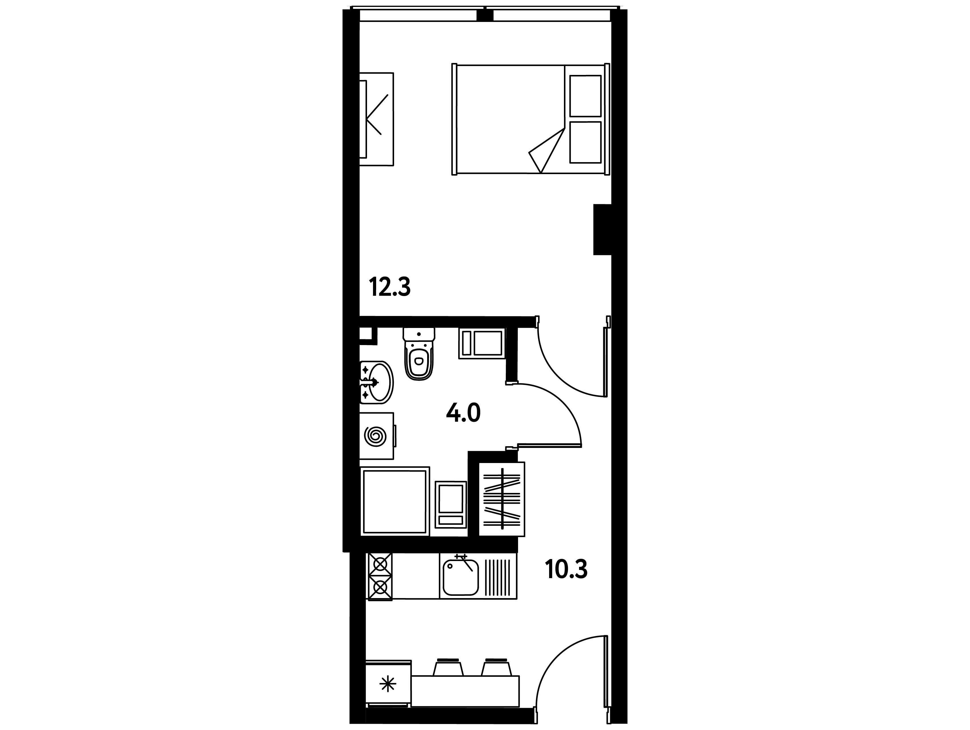 Планировка: Студия 26.60 м² в новостройке Моско