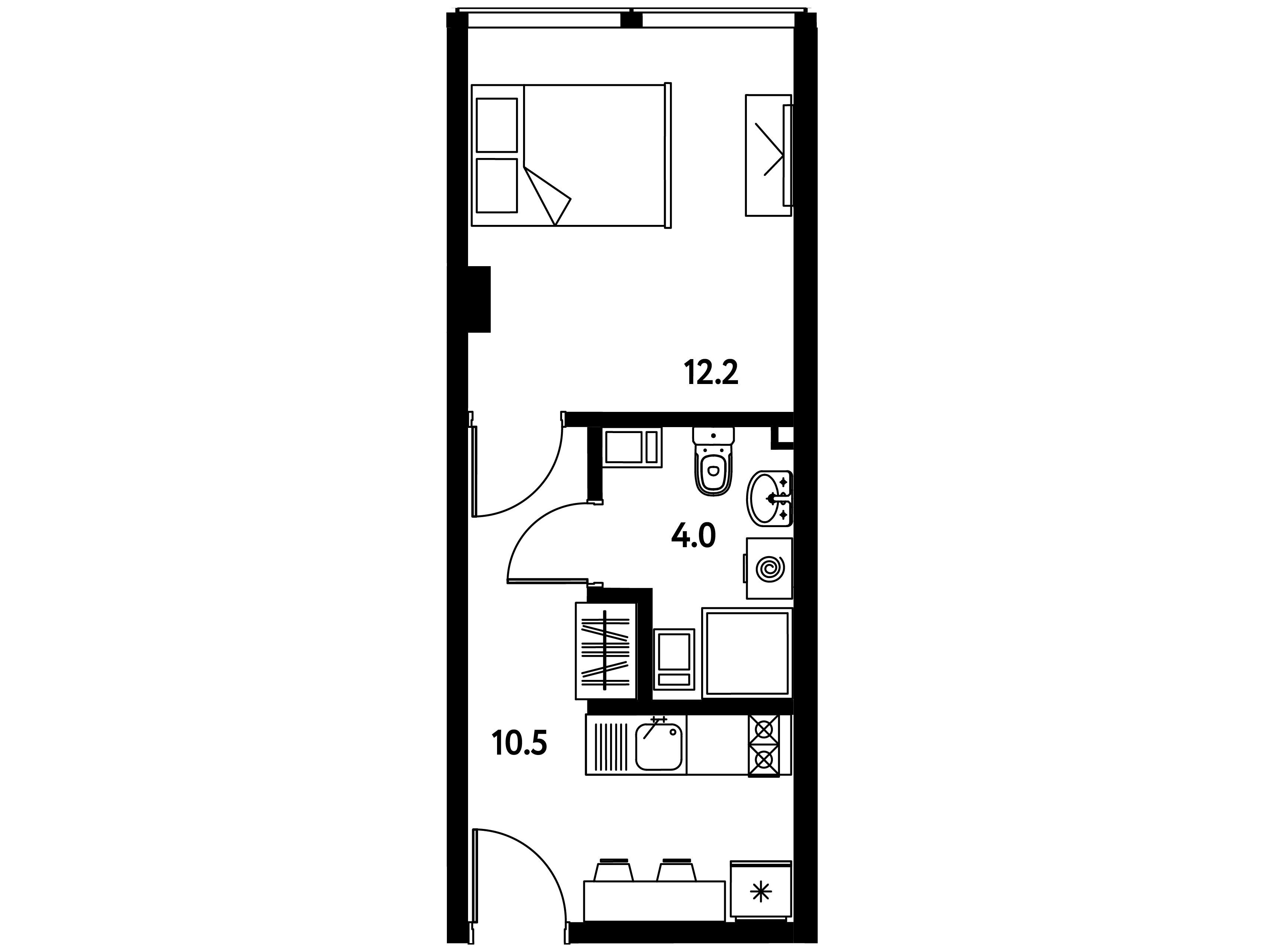 Планировка: Студия 26.70 м² в новостройке Моско