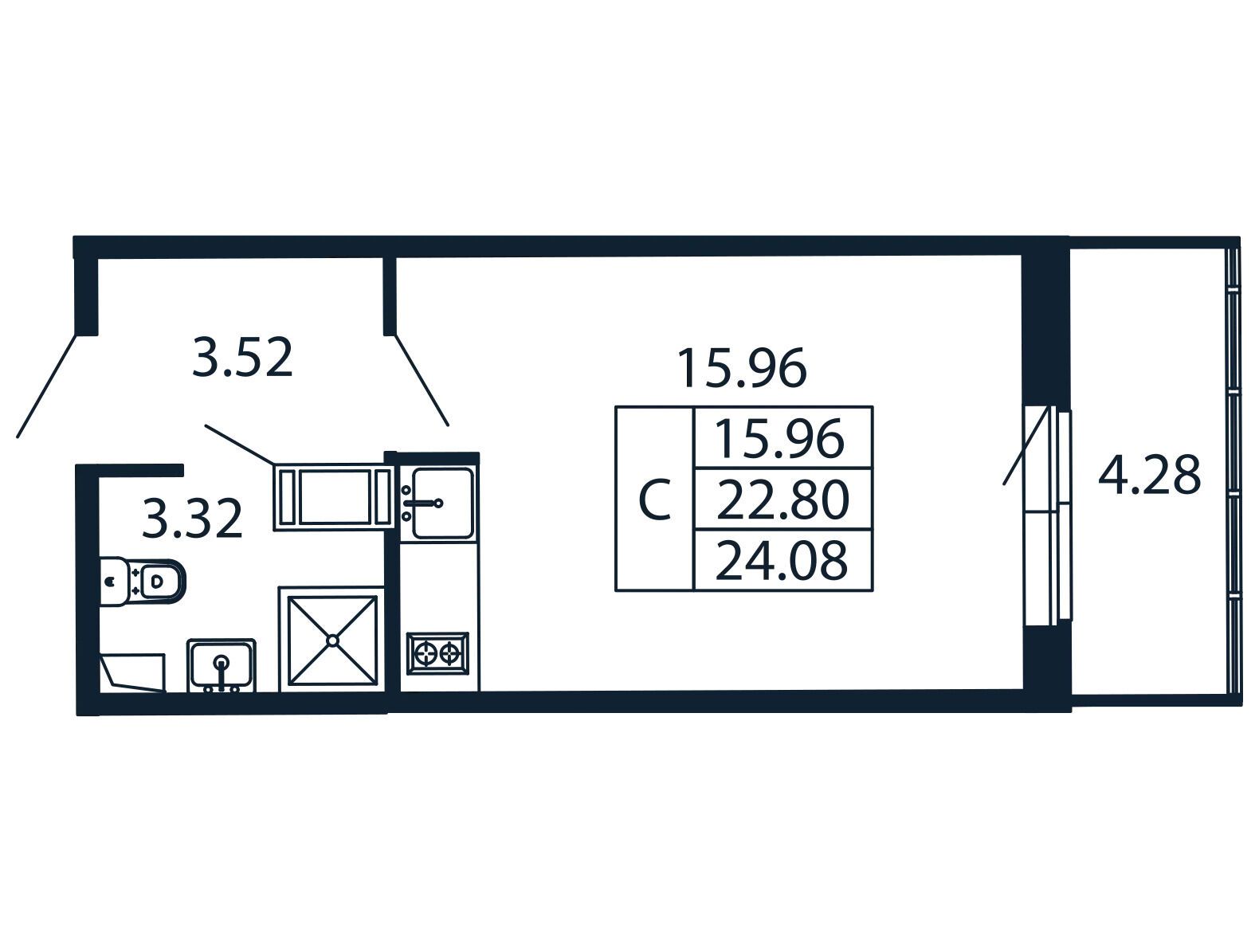 Планировка: Студия 22.10 м² в новостройке ЖК Полис ЛАВрики