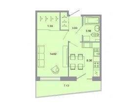 Планировка: 1-комн. квартира 33.20 м² в новостройке ЖК Стороны света