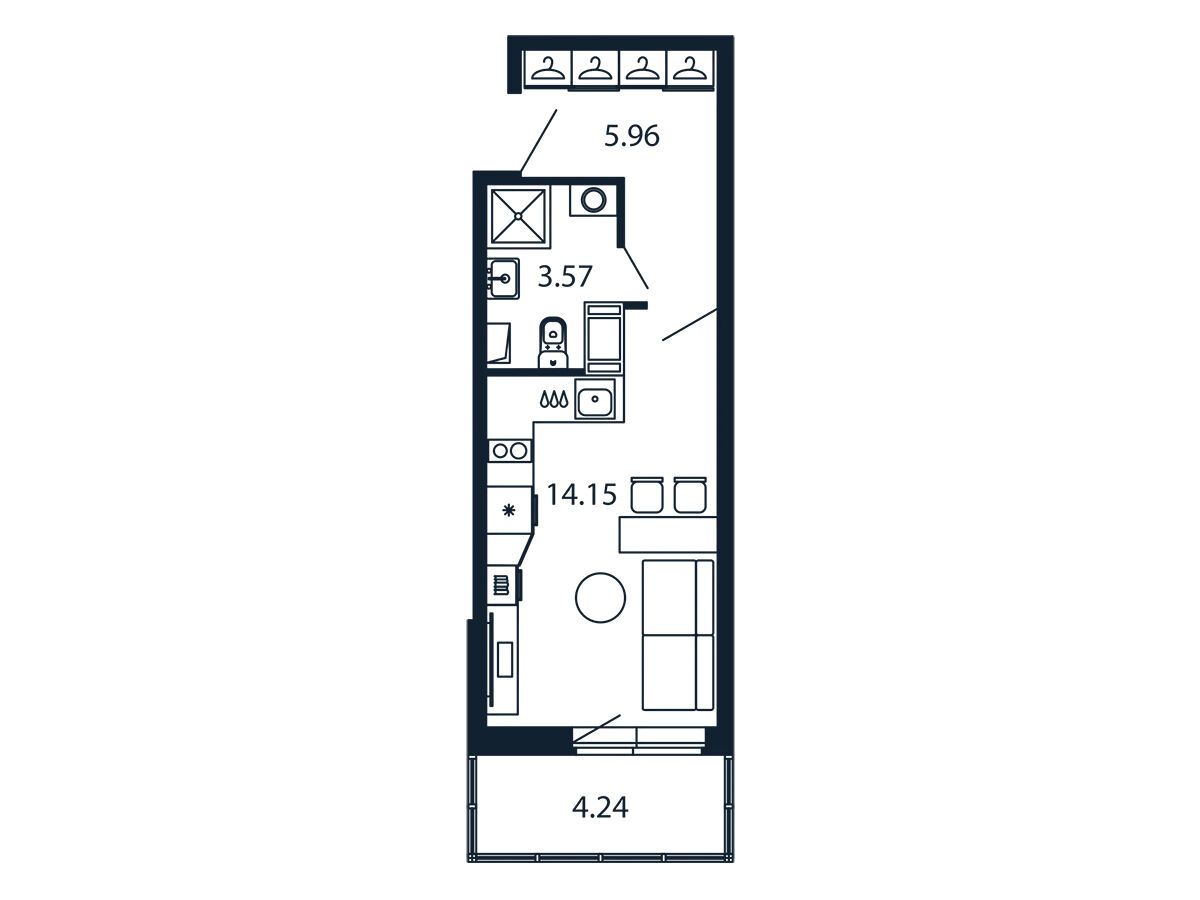 Планировка: Студия 23.30 м² в новостройке ЖК Полис ЛАВрики