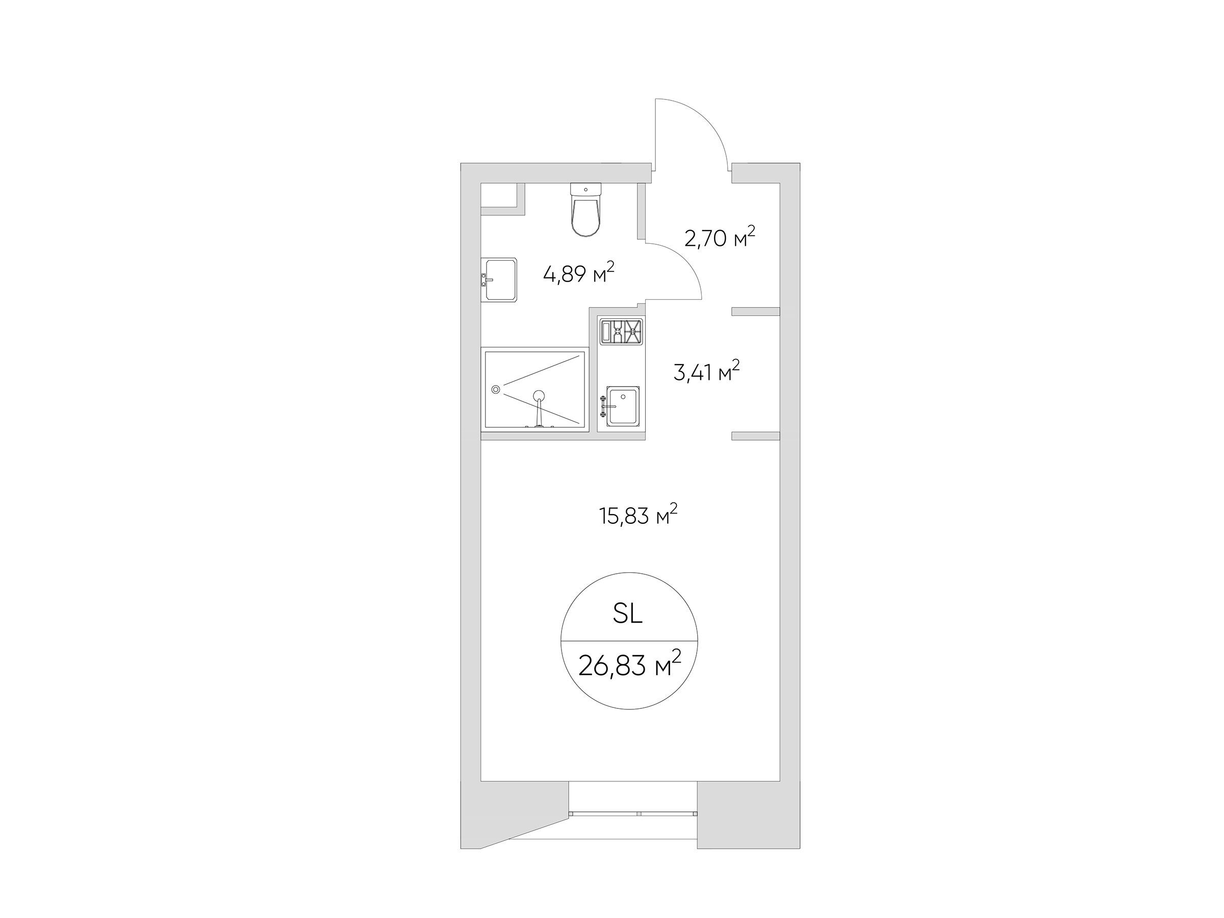 Планировка: Студия 28.00 м² в новостройке Найс Лофт