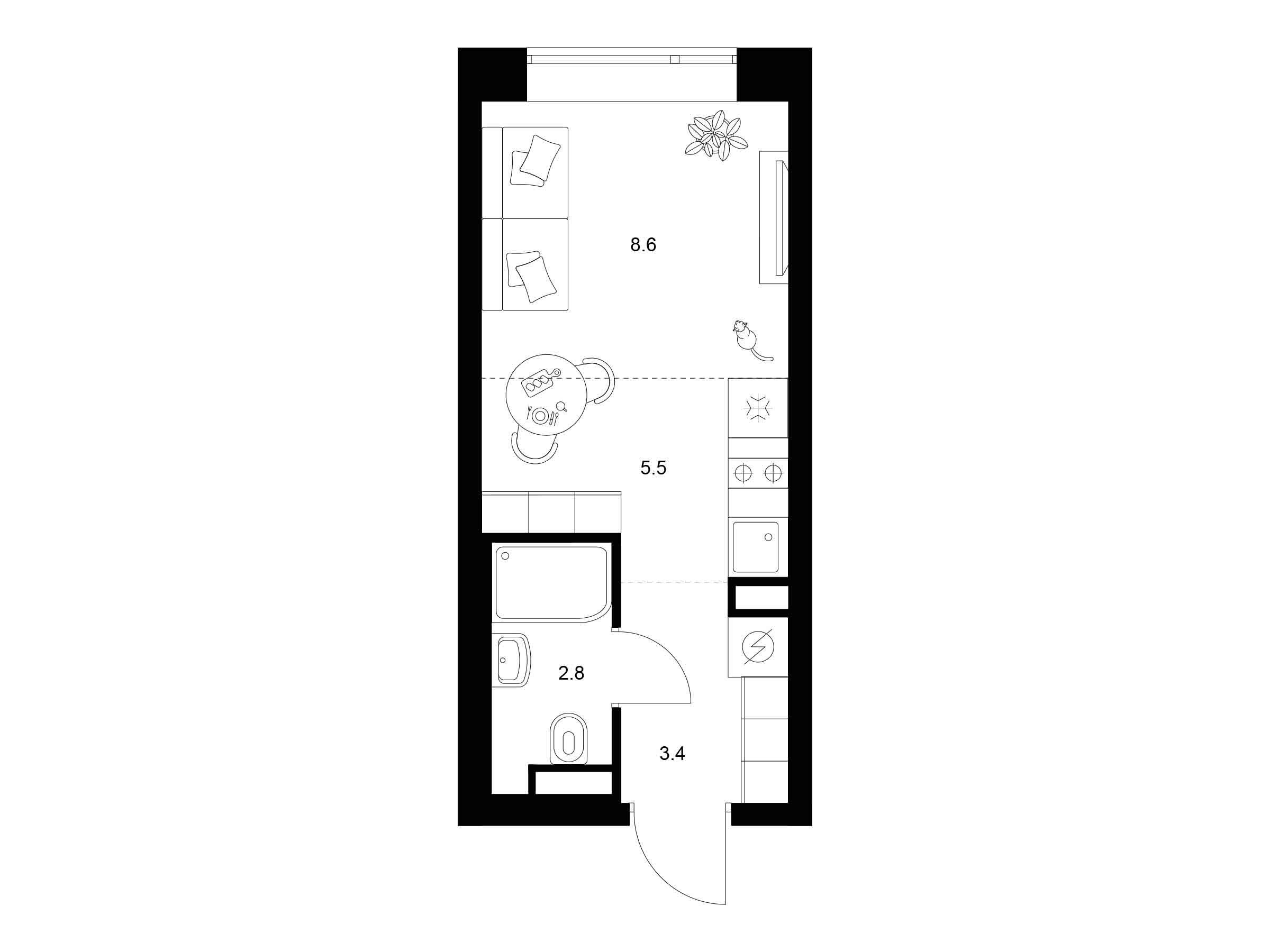Планировка: Студия 20.30 м² в новостройке ЖК Амурский парк