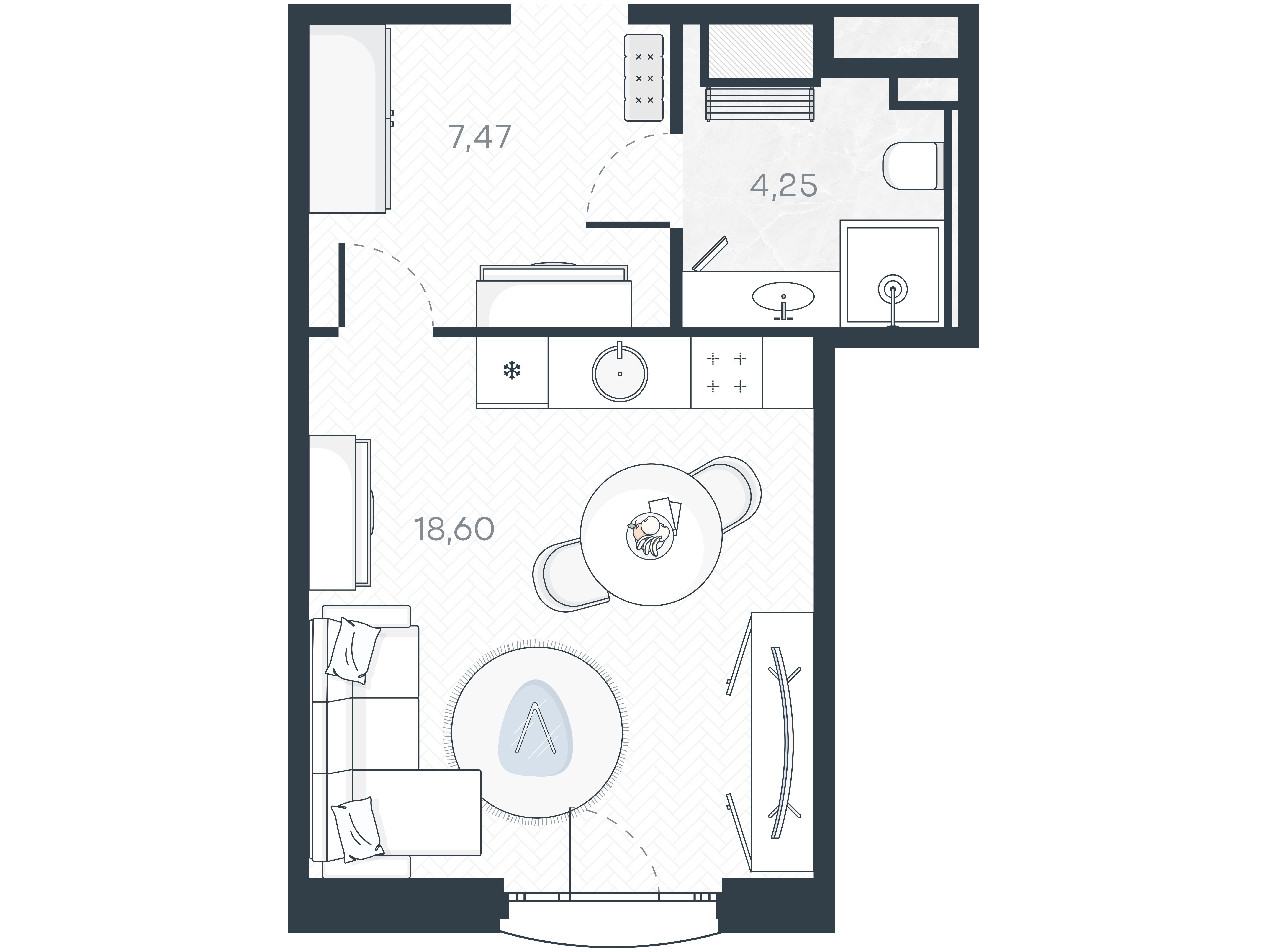 Планировка: 1-комн. квартира 30.86 м² в новостройке Монодом Арт