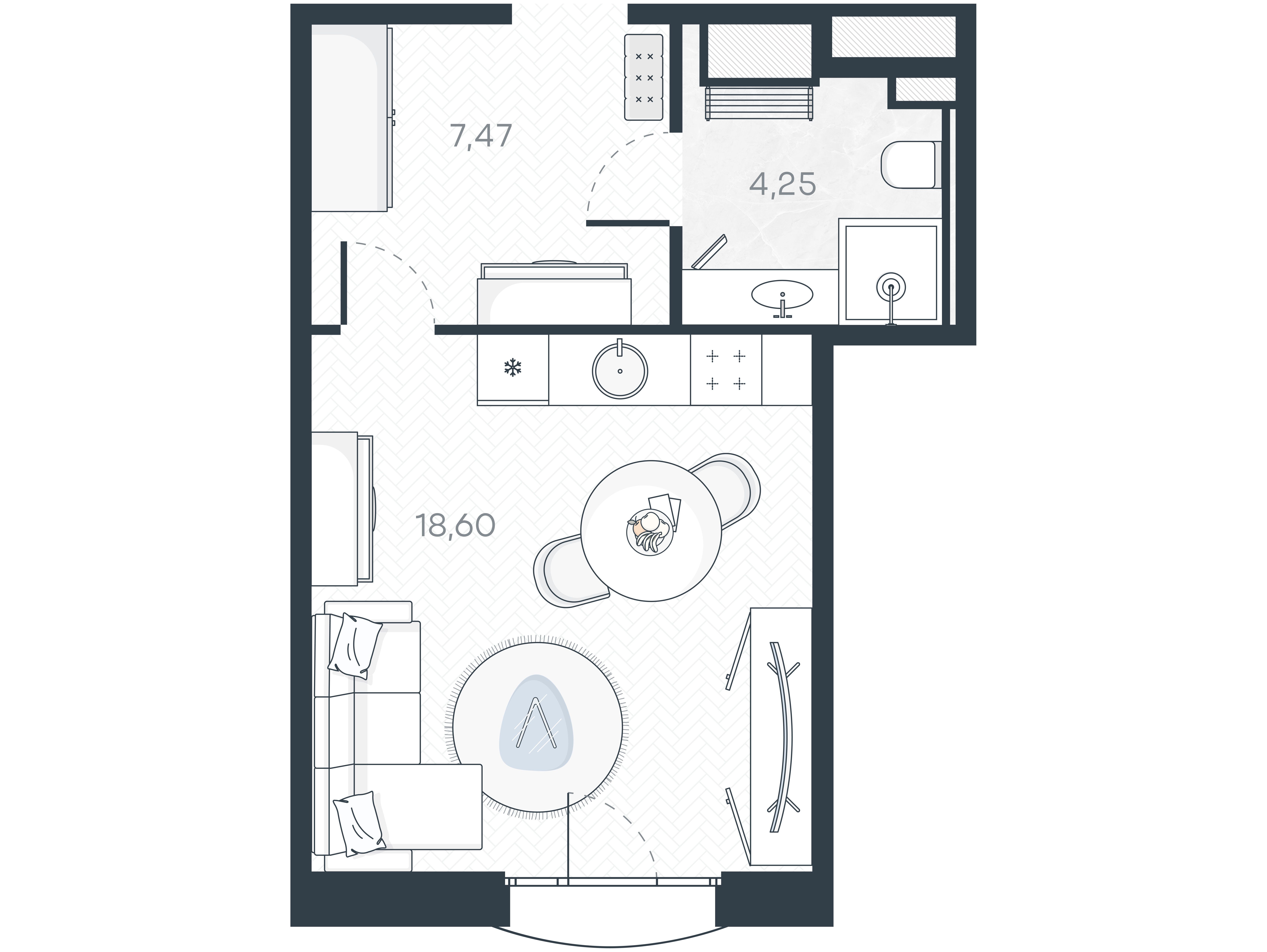 Планировка: 1-комн. квартира 30.96 м² в новостройке Монодом Арт