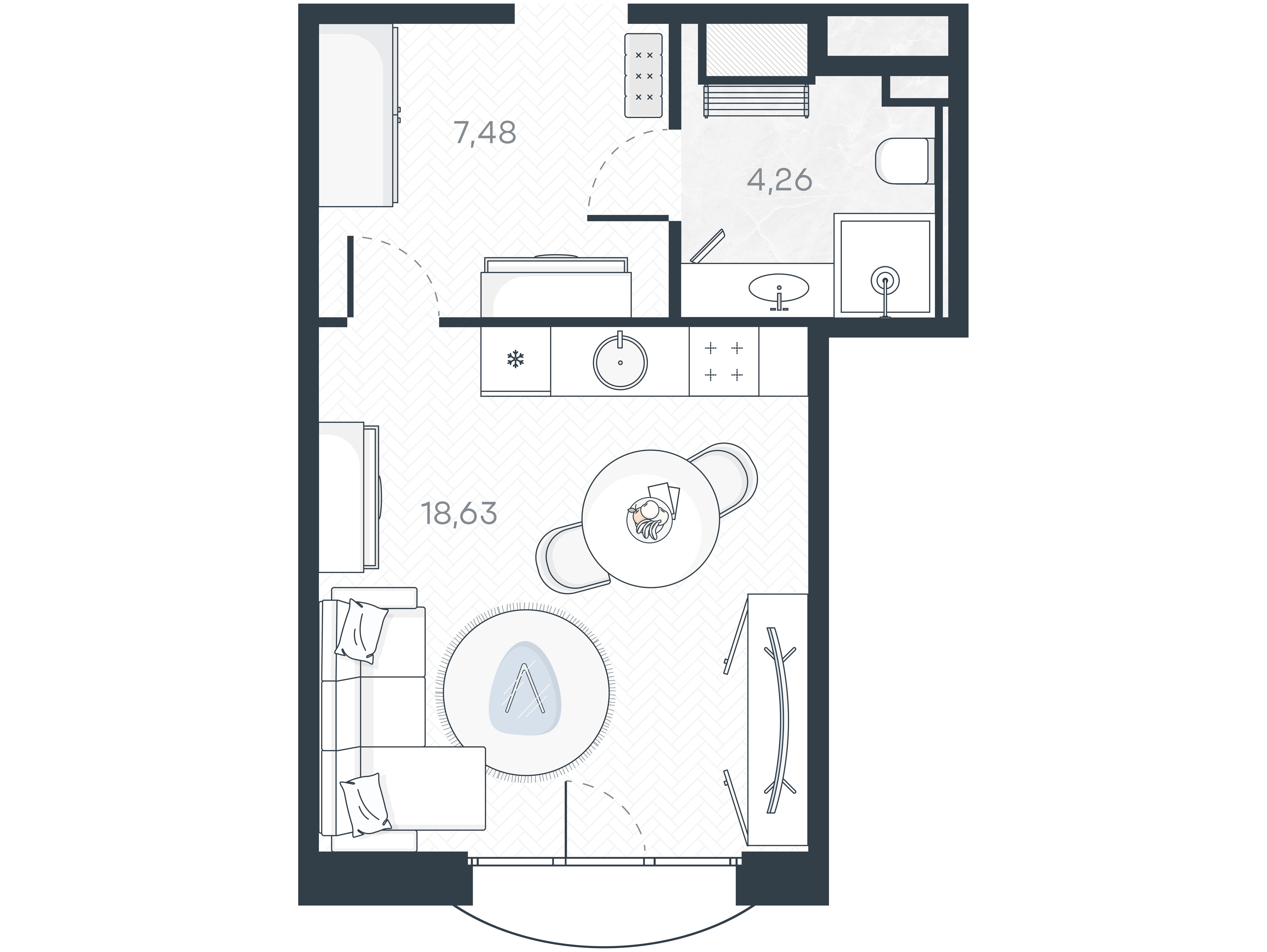 Планировка: 1-комн. квартира 31.12 м² в новостройке ЖК Монодом Арт