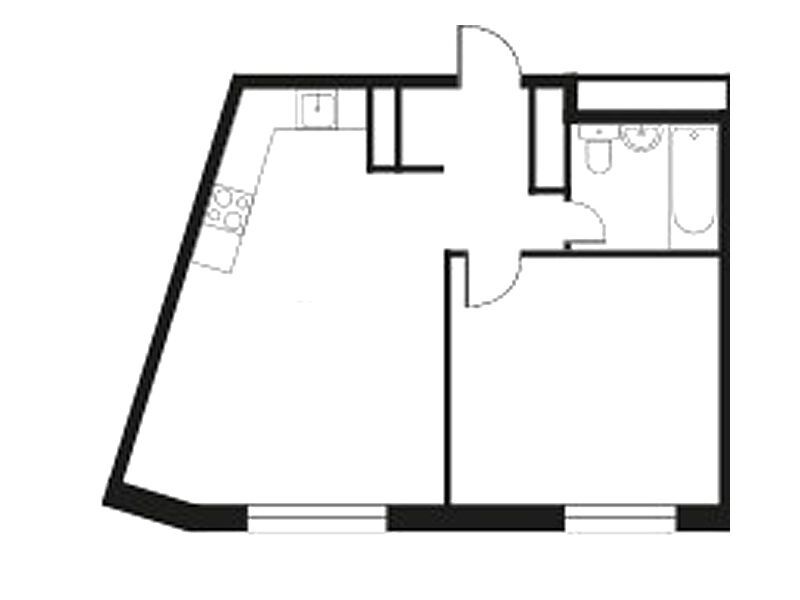 Планировка: 2-комн. квартира 42.26 м² в новостройке Южное Пушкино