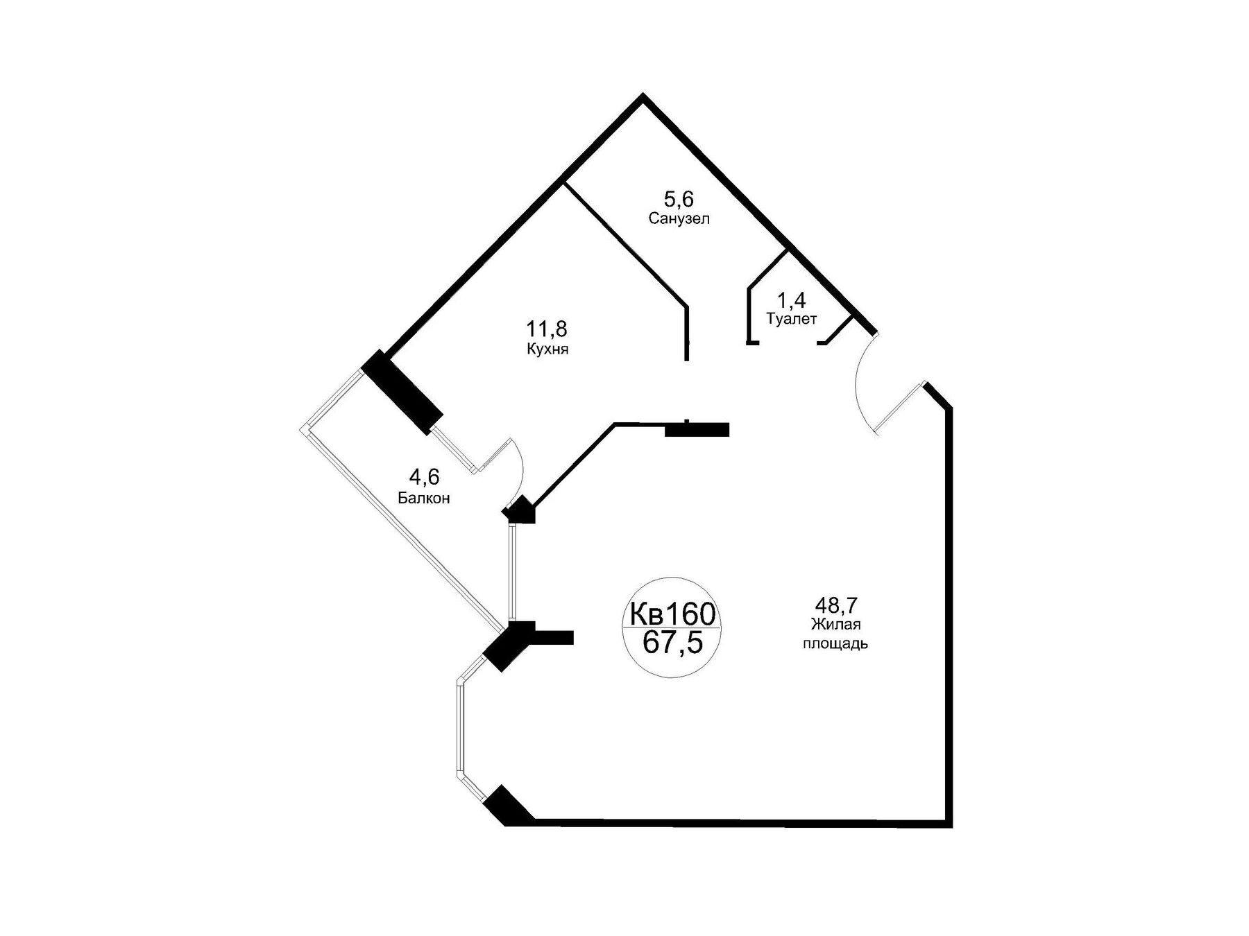 Планировка: 2-комн. квартира 72.10 м² в новостройке Москворецкий
