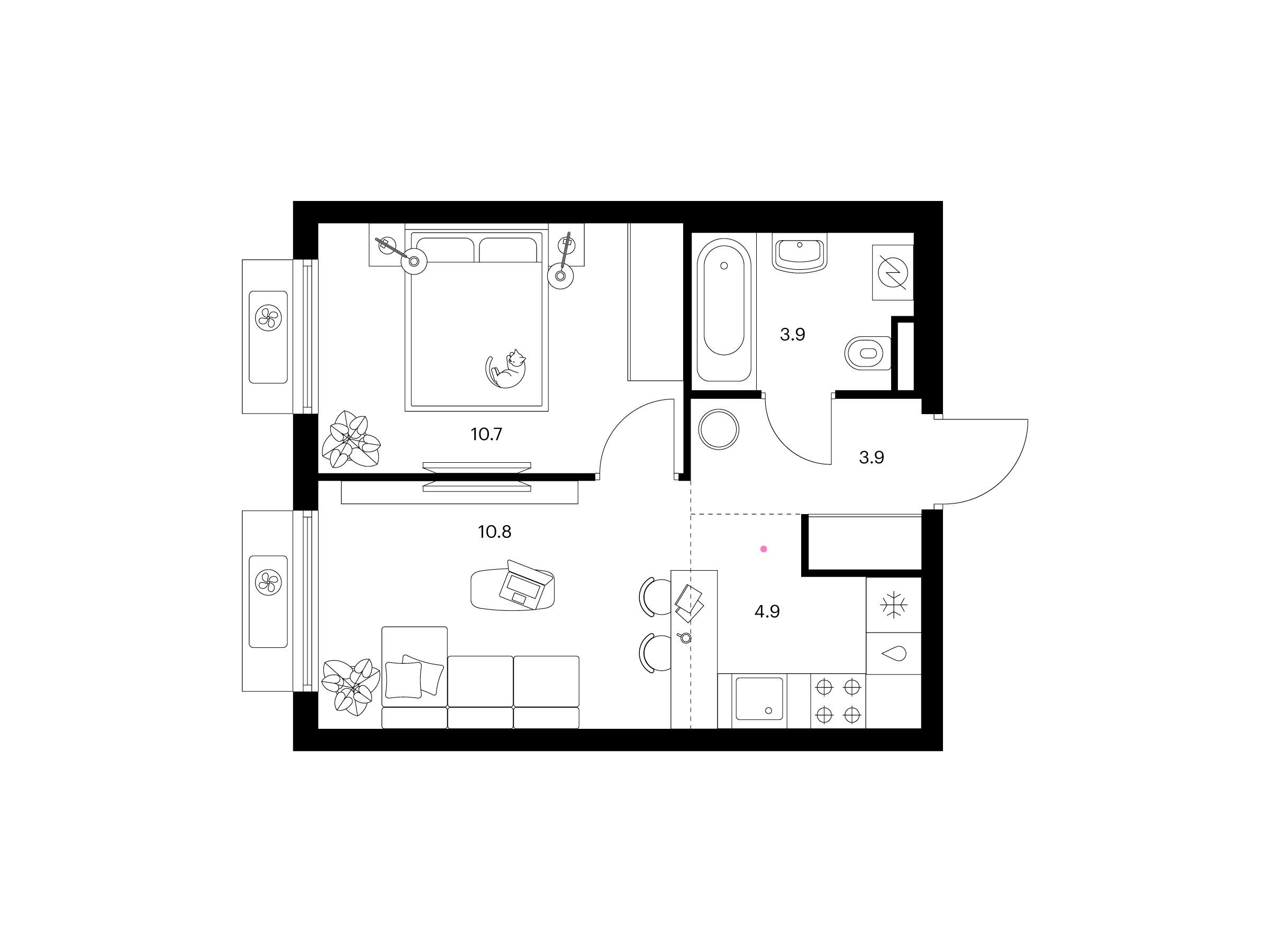 Планировка: 1-комн. квартира 34.20 м² в новостройке ЖК Белая Дача парк