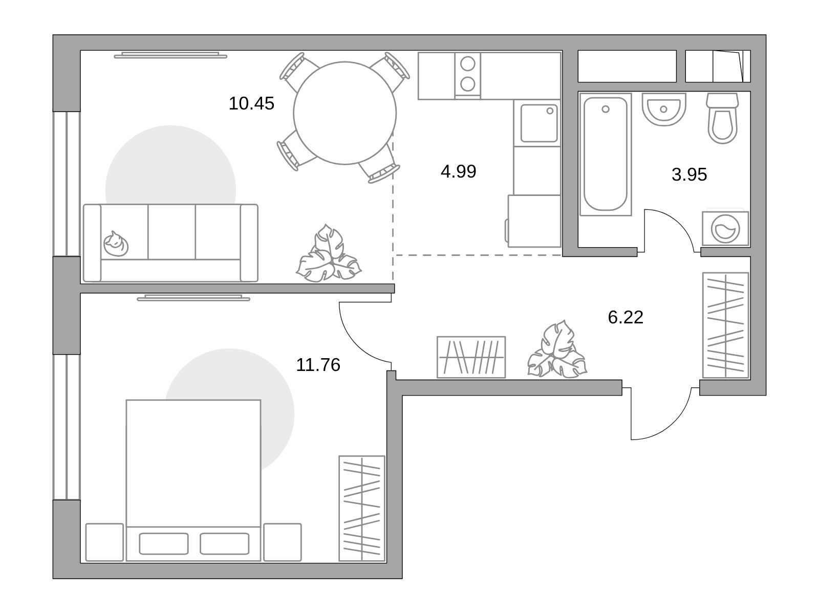 Планировка: 2-комн. квартира 37.37 м² в новостройке Аникеевский