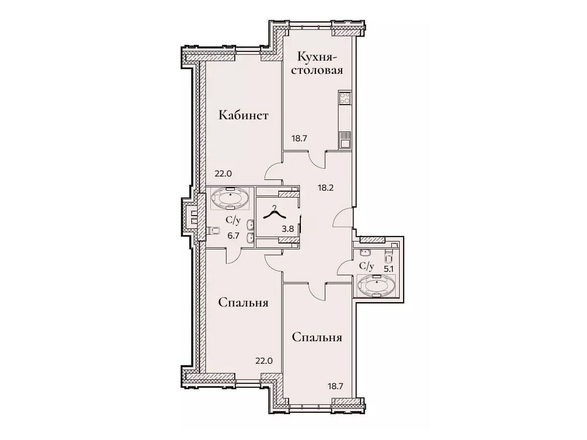 Планировка: 2-комн. квартира 115.60 м² в новостройке Фулл Хаус