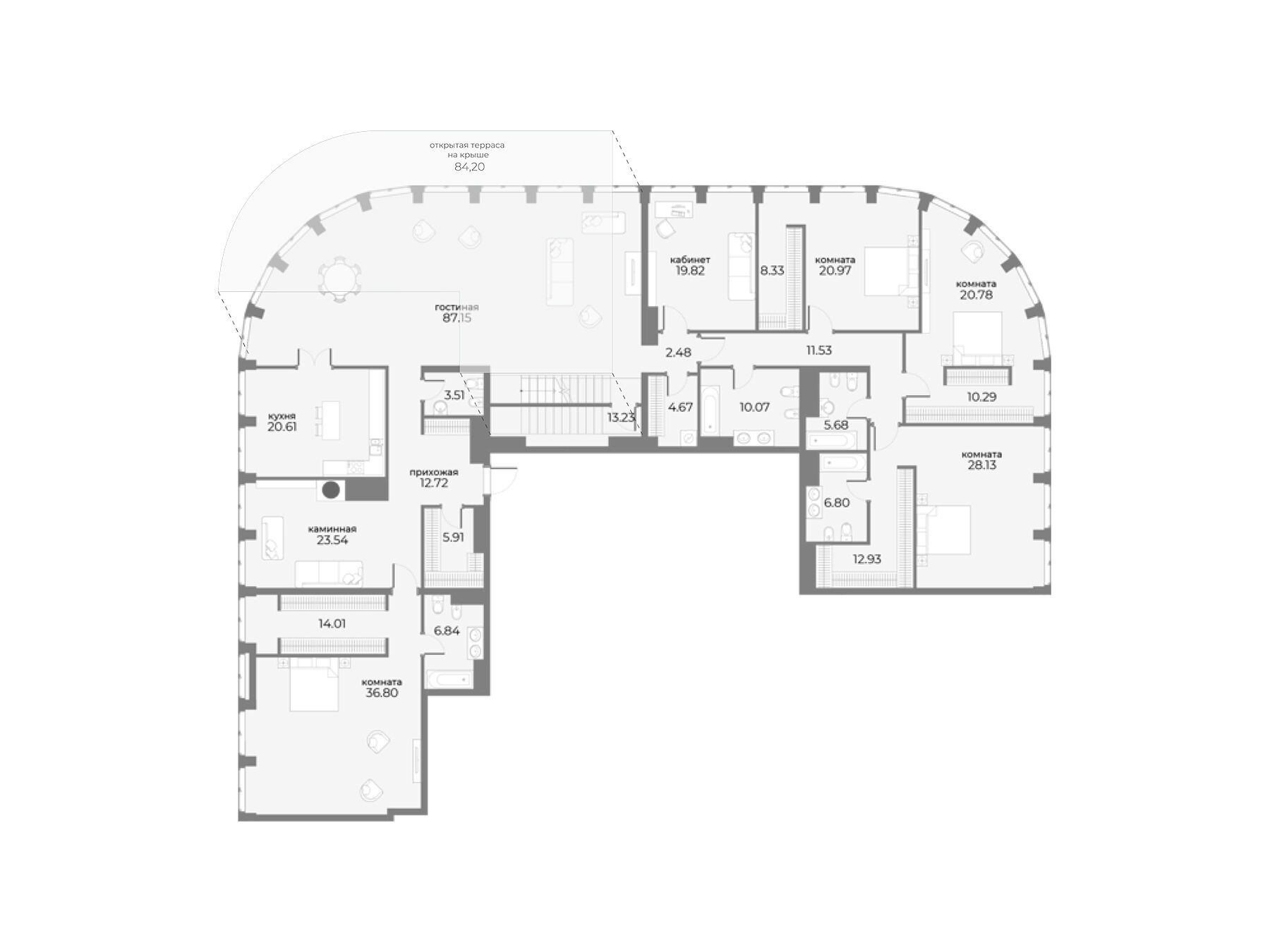 Планировка: 5-комн. квартира 416.16 м² в новостройке Скай Вью