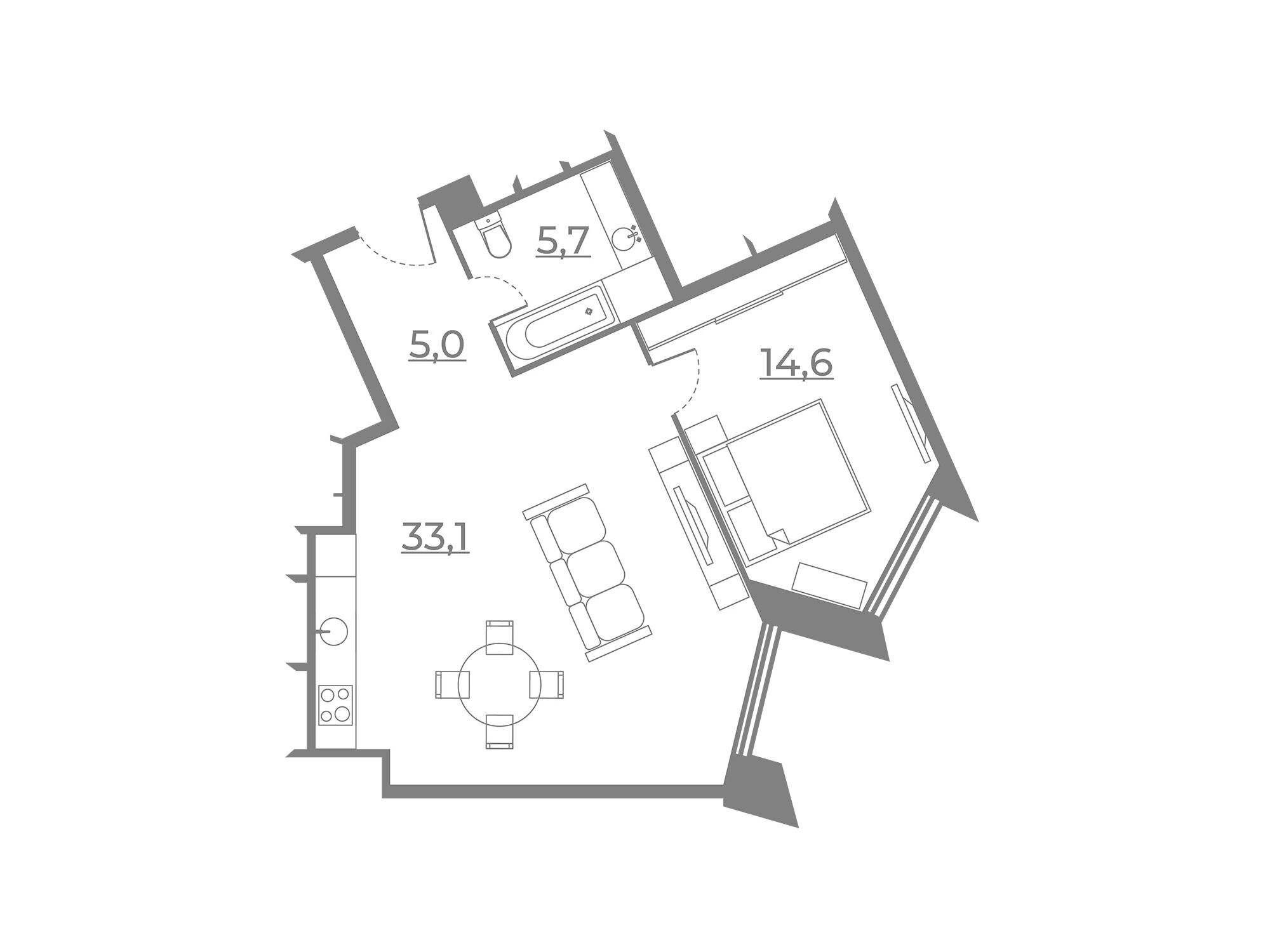 Планировка: 2-комн. квартира 70.60 м² в новостройке Резиденция Сокольники